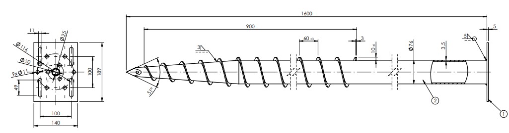 Rozmístnění otvorů PWF